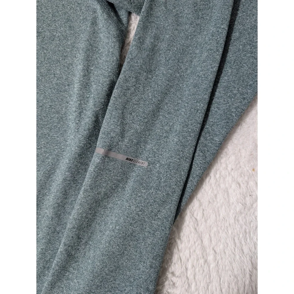 Nike Element Running Top Men L Green Blue Dri Fit 1/4 Zip Long Sleeve Reflective